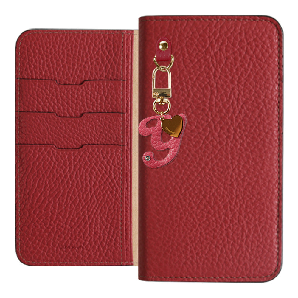 Genuine leather 32 colors Italian shrink leather mini initial charm notebook-style case AQUOS series