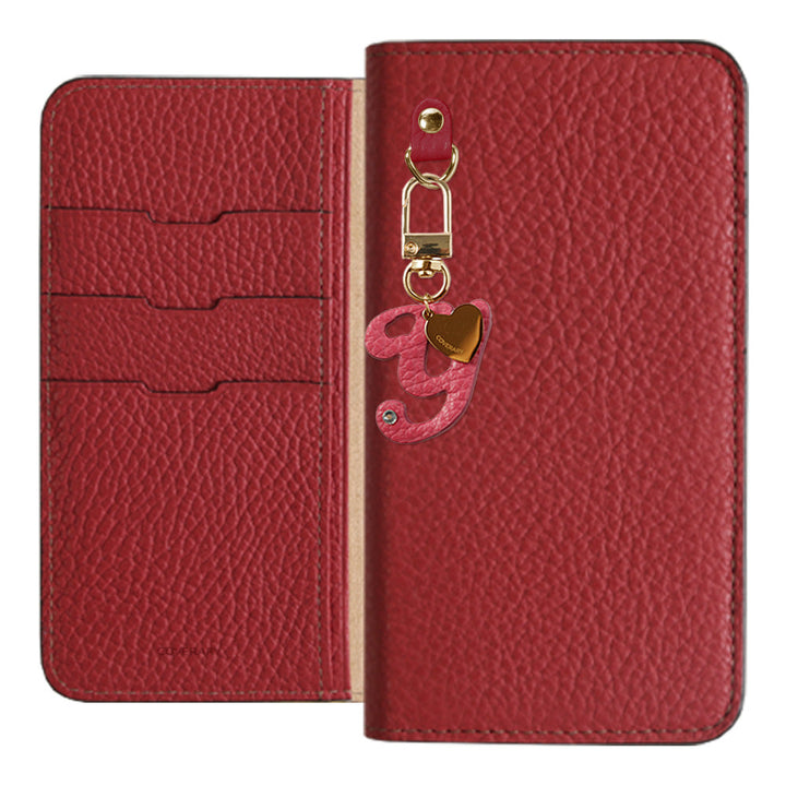Genuine leather 32 colors Italian shrink leather mini initial charm notebook-style case Xperia series