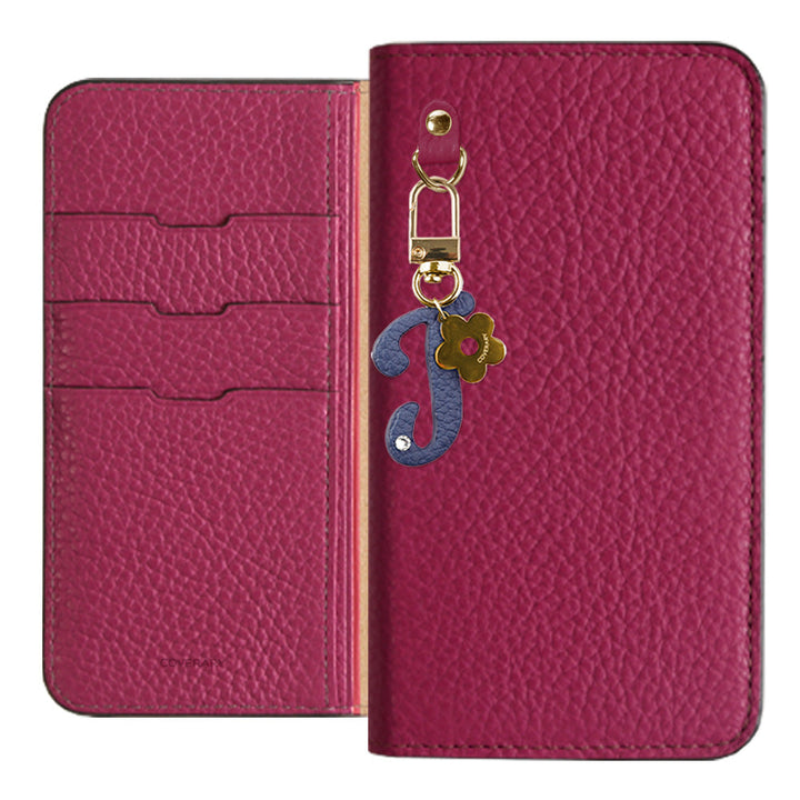 Genuine leather 32 colors Italian shrink leather mini initial charm notebook-style case Google Pixel series