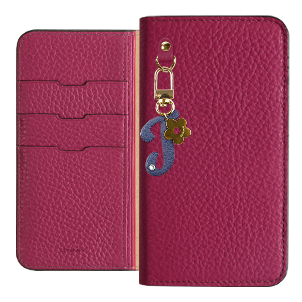 Genuine leather 32 colors Italian shrink leather mini initial charm notebook-style case Xperia series