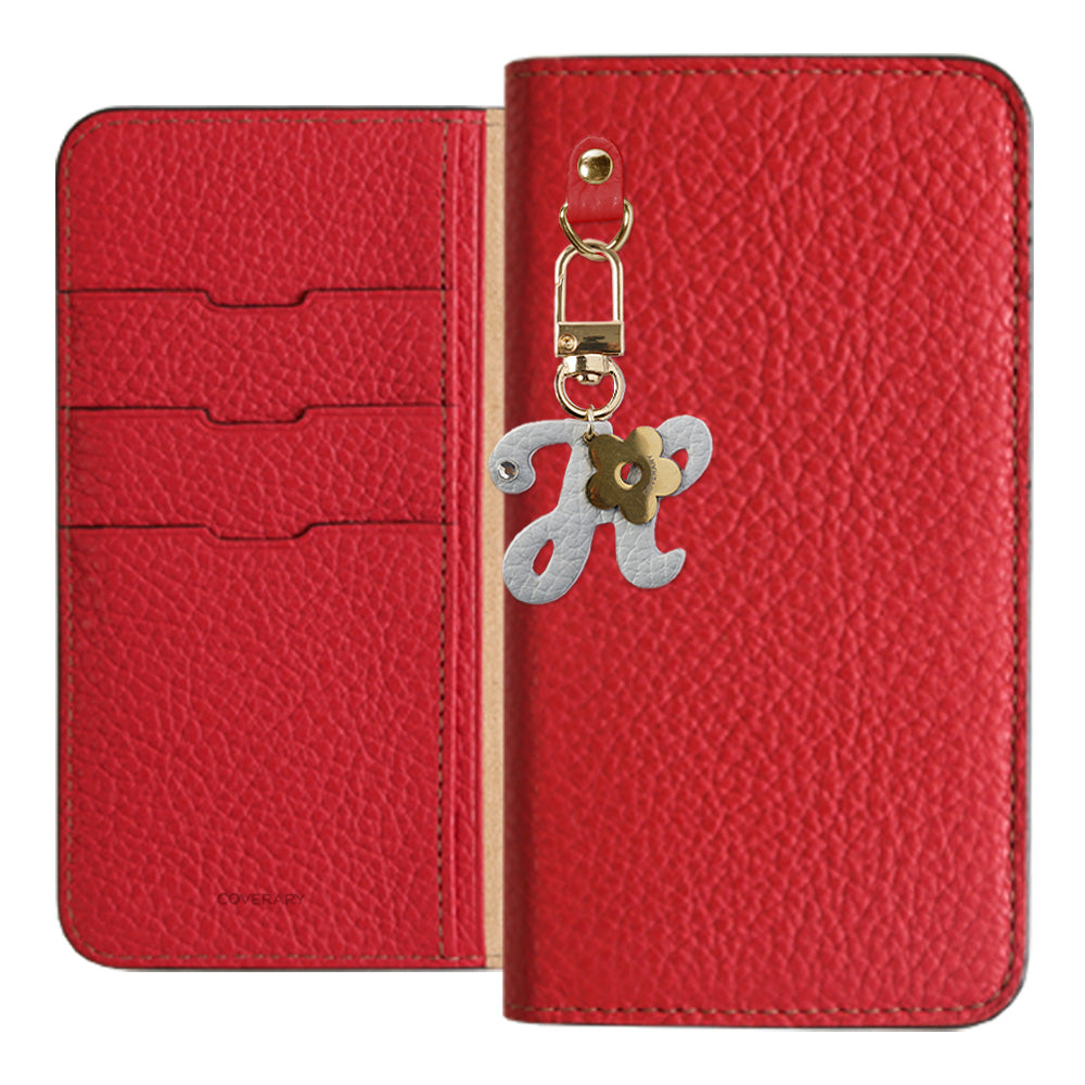 Genuine leather 32 colors Italian shrink leather mini initial charm notebook-style case AQUOS series