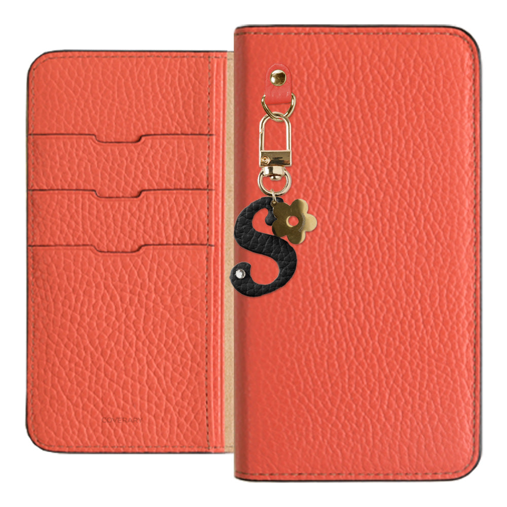 Genuine leather 32 colors Italian shrink leather mini initial charm notebook-style case AQUOS series