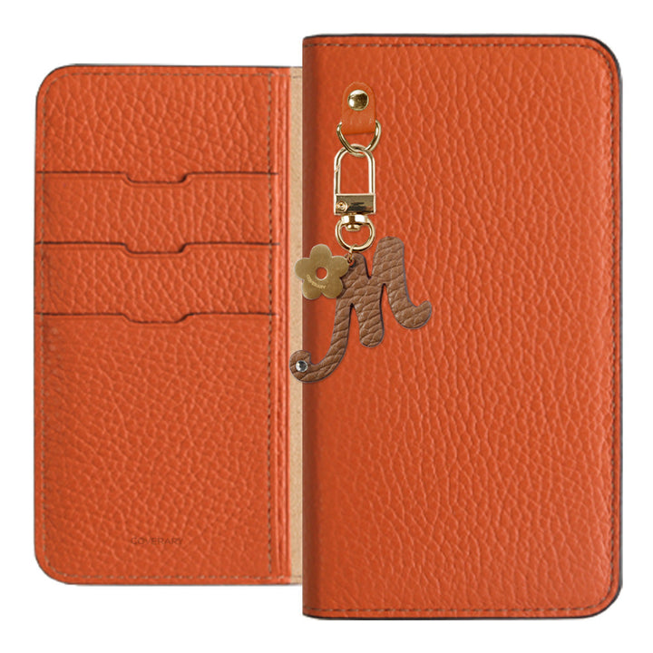Genuine leather 32 colors Italian shrink leather mini initial charm notebook-style case Xperia series