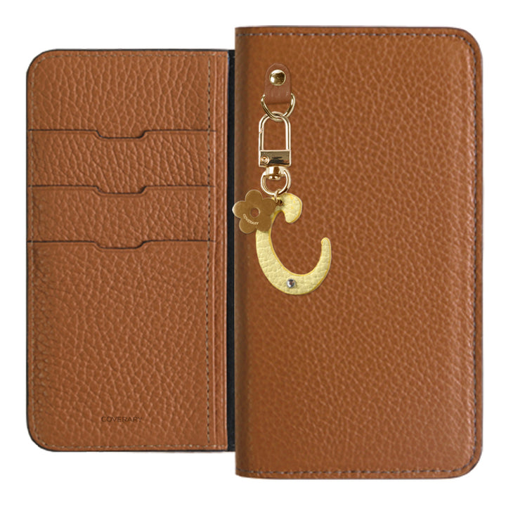 本革 32色 イタリアンシュリンクレザー miniイニシャルチャーム 手帳型ケース