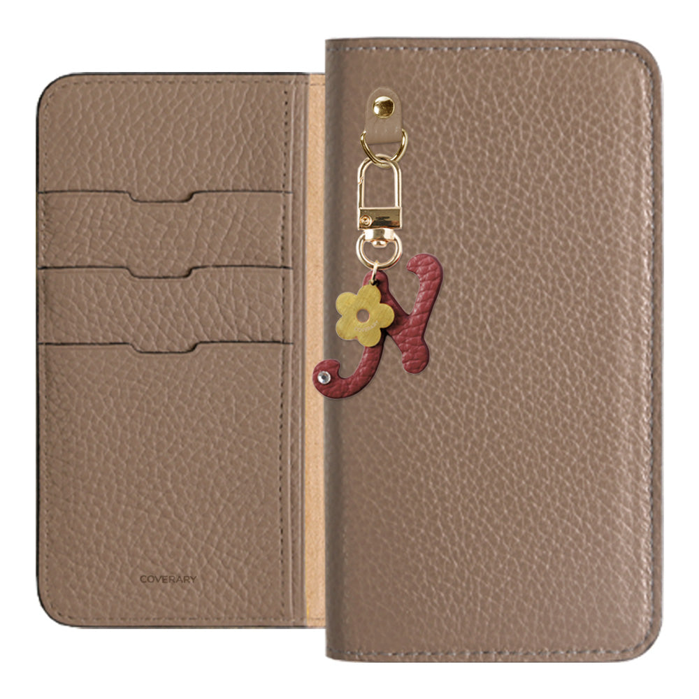 Genuine leather 32 colors Italian shrink leather mini initial charm notebook-style case AQUOS series
