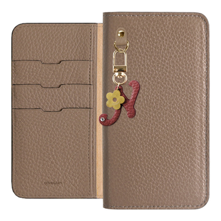 Genuine leather 32 colors Italian shrink leather mini initial charm notebook-style case AQUOS series