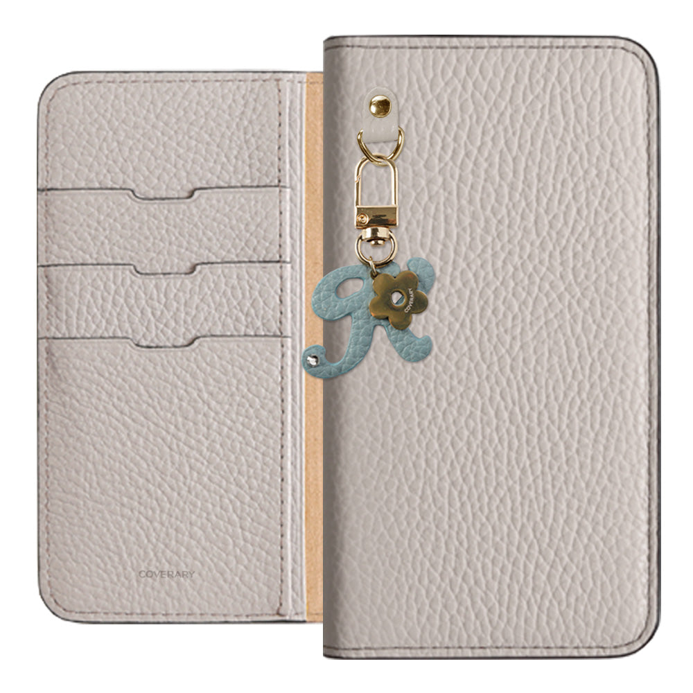 Genuine leather 32 colors Italian shrink leather mini initial charm notebook-style case AQUOS series