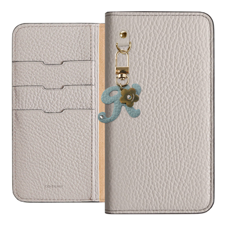 Genuine leather 32 colors Italian shrink leather mini initial charm notebook-style case AQUOS series