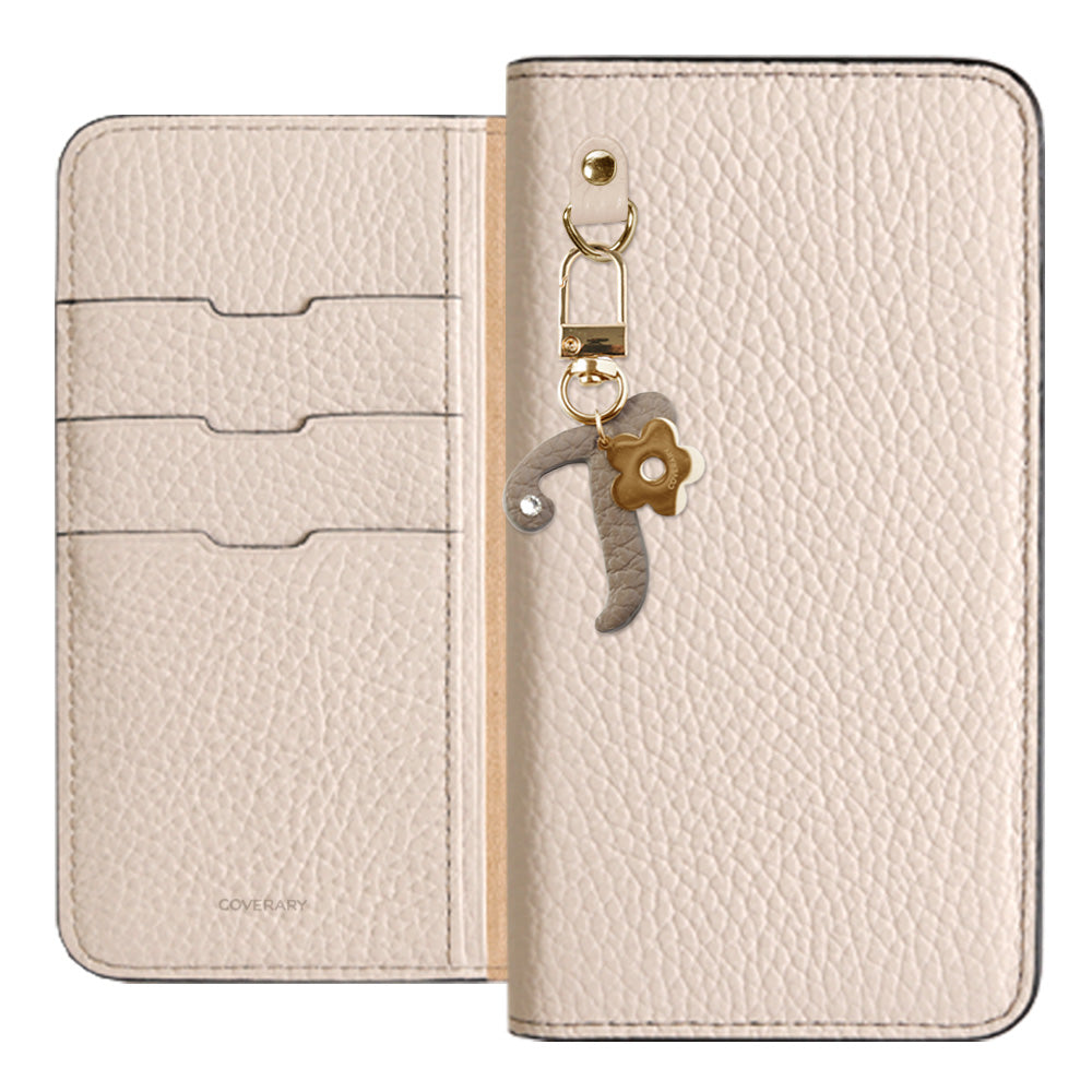 Genuine leather 32 colors Italian shrink leather mini initial charm notebook-style case Xperia series