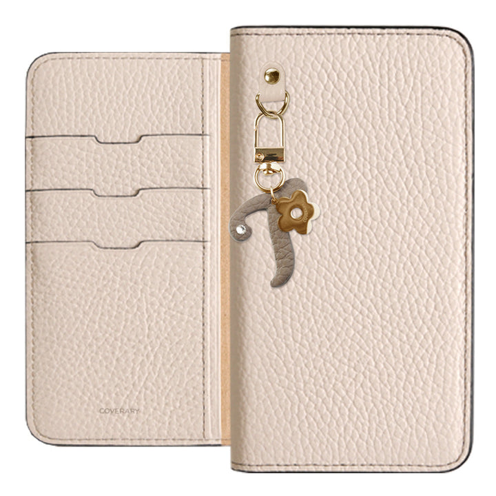Genuine leather 32 colors Italian shrink leather mini initial charm notebook-style case Xperia series