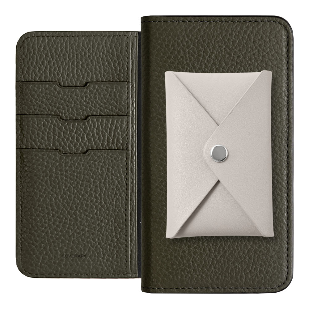 Genuine Leather 32 Colors Italian Shrink Leather Smooth Leather Pocket with Lid Notebook-style Case AQUOS Series