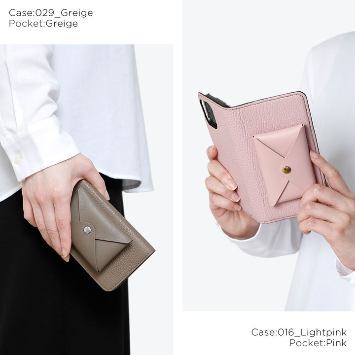 Genuine Leather 32 Colors Italian Shrink Leather Smooth Leather Pocket with Lid Notebook-style Case AQUOS Series