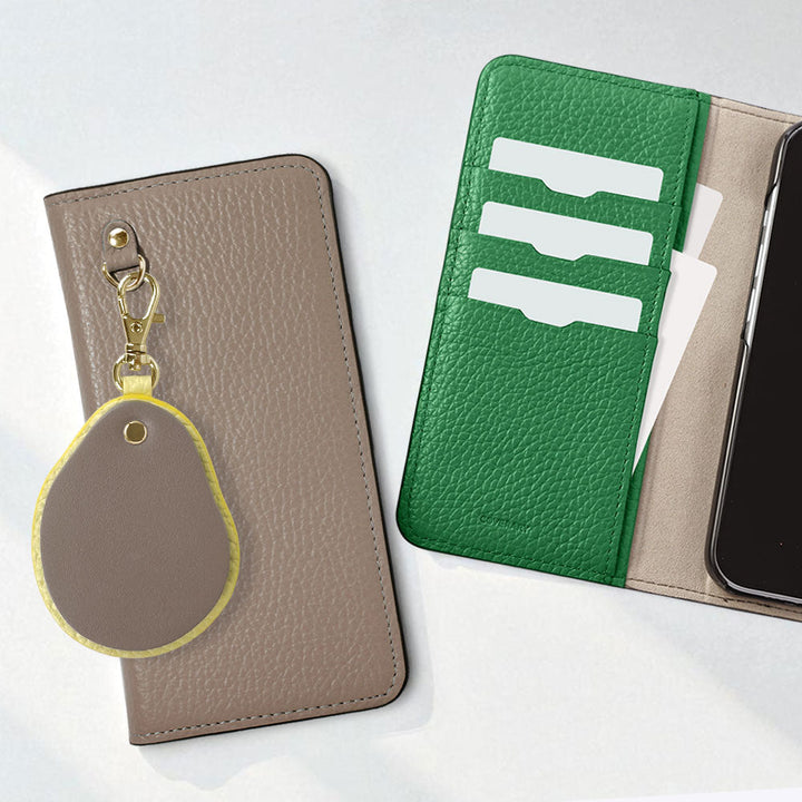 Genuine leather 32 colors Italian shrink leather Different material nuance Mirror charm Notebook type case AQUOS series