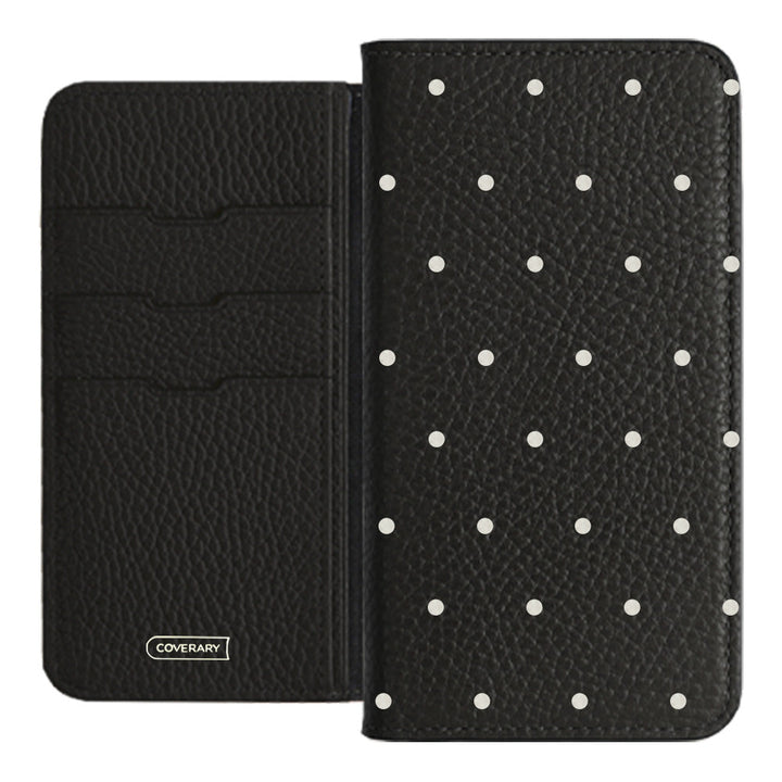 Genuine leather 32 colors Italian shrink leather dot pattern notebook-style case iPhone series
