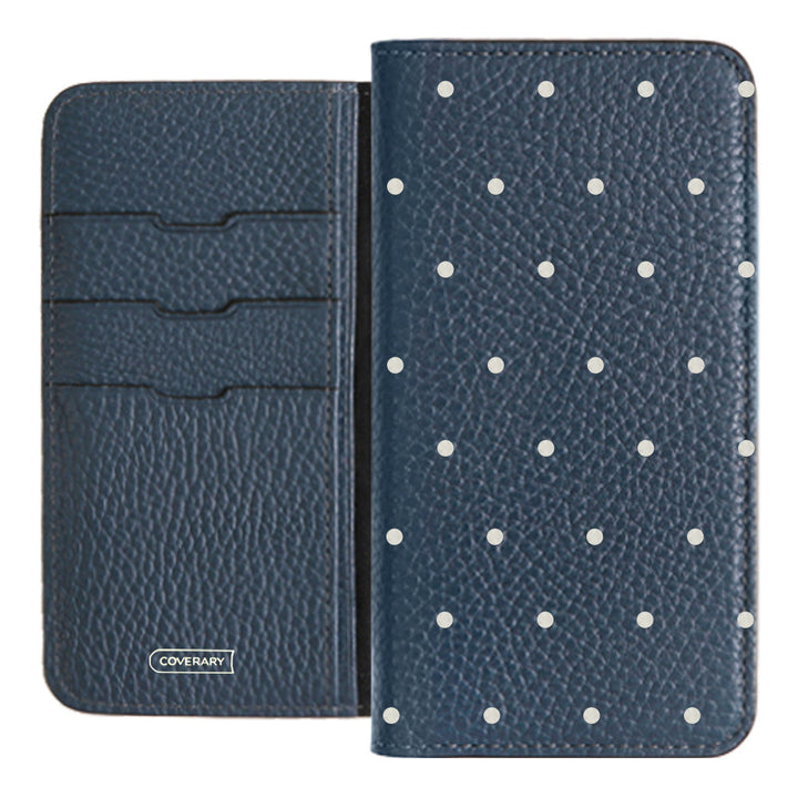 Genuine leather 32 colors Italian shrink leather dot pattern notebook-style case iPhone series