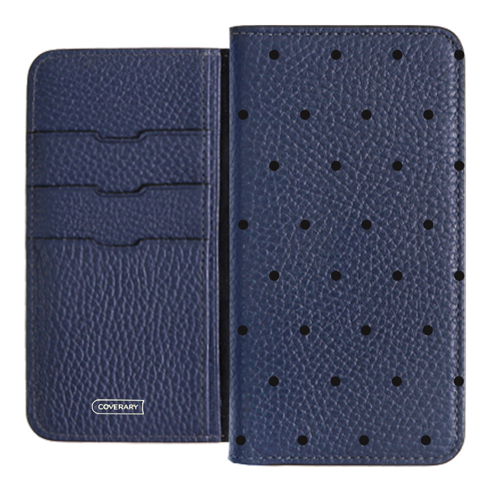 Étui portefeuille en cuir véritable italien grainé à pois, 32 couleurs, pour la série Xperia