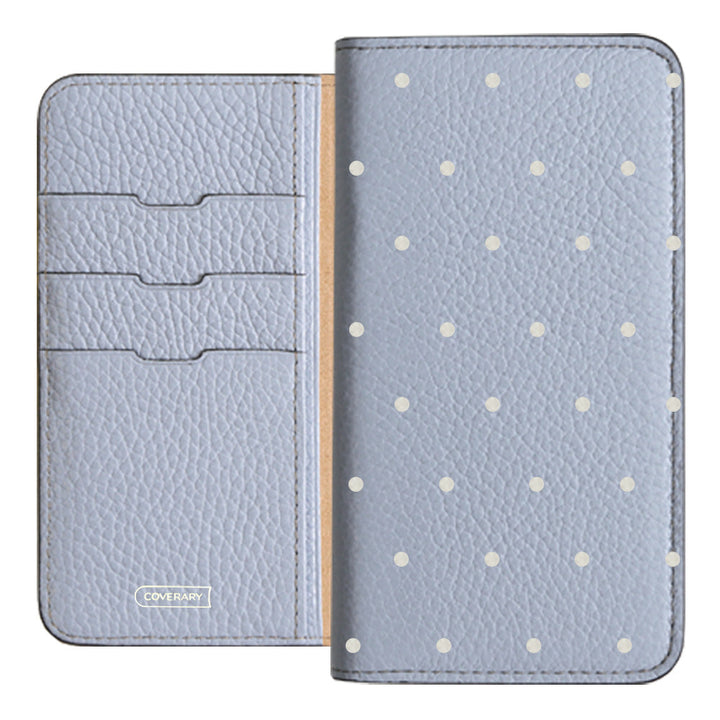 Étui portefeuille en cuir véritable italien grainé à pois, 32 couleurs, pour la série Xperia