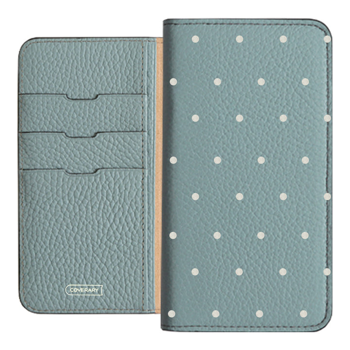 Genuine leather 32 colors Italian shrink leather dot pattern notebook-style case iPhone series