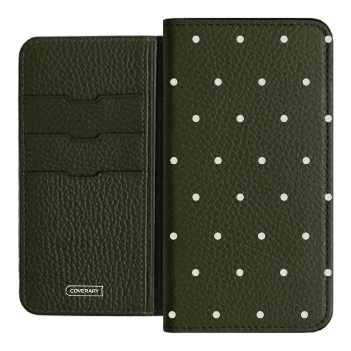 Genuine leather 32 colors Italian shrink leather dot pattern notebook-style case