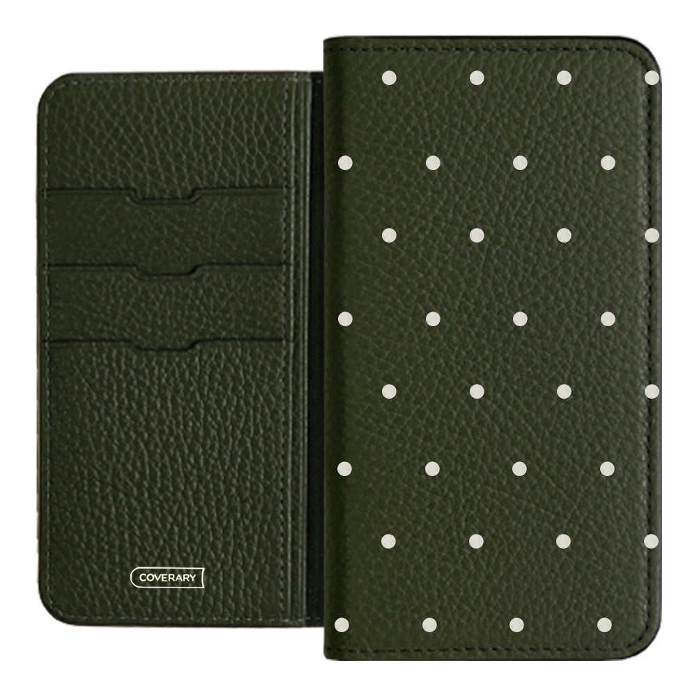 Genuine leather 32 colors Italian shrink leather dot pattern notebook-style case iPhone series