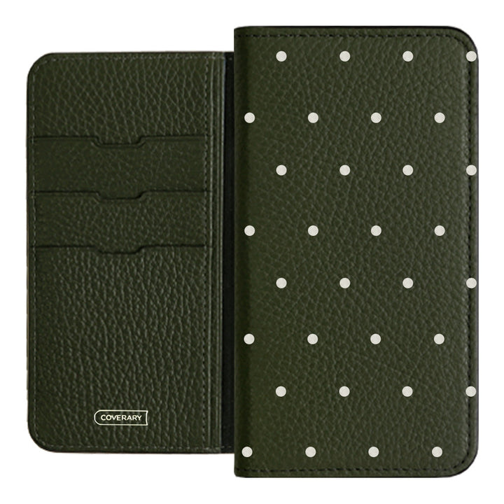 Genuine leather 32 colors Italian shrink leather dot pattern notebook-style case iPhone series