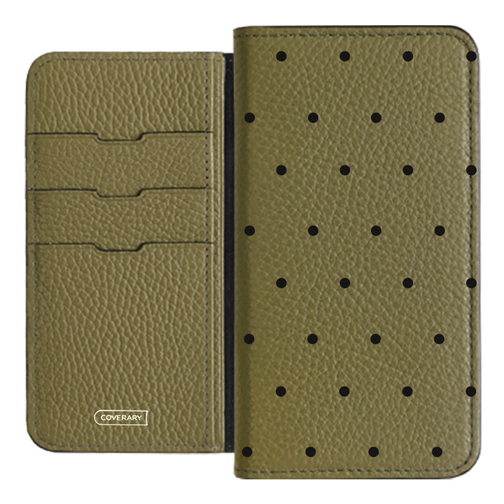 Genuine leather 32 colors Italian shrink leather dot pattern notebook-style case