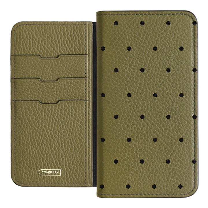 Genuine leather 32 colors Italian shrink leather dot pattern notebook-style case iPhone series