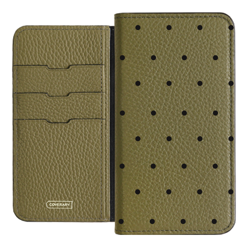 Étui portefeuille en cuir véritable italien grainé à pois, 32 couleurs, pour la série Xperia