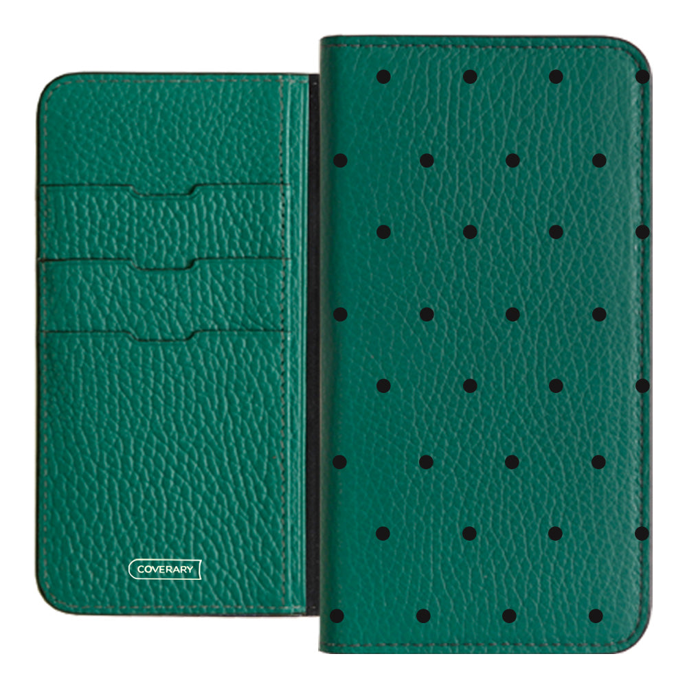 Genuine leather 32 colors Italian shrink leather dot pattern notebook-style case iPhone series