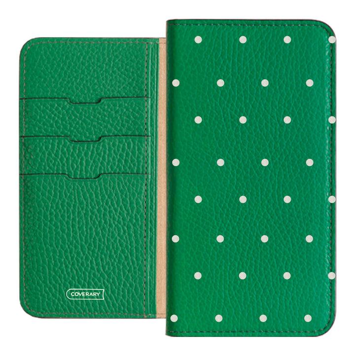 Genuine leather 32 colors Italian shrink leather dot pattern notebook-style case iPhone series