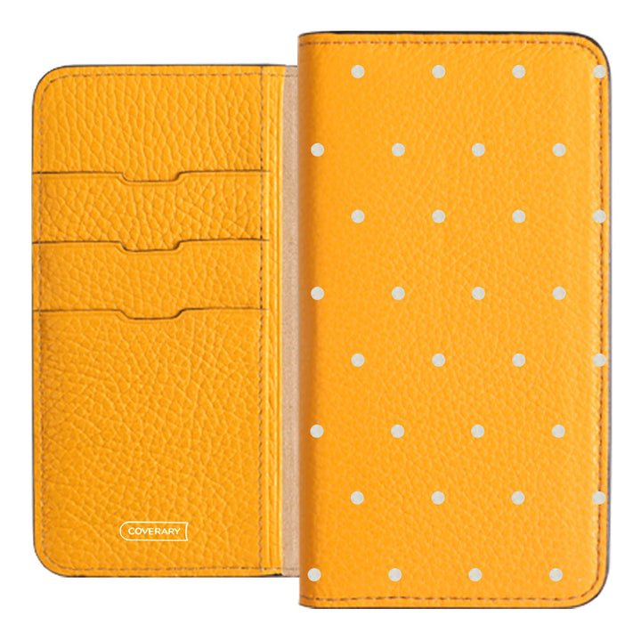 Étui portefeuille en cuir véritable italien grainé à pois, 32 couleurs, pour la série Xperia