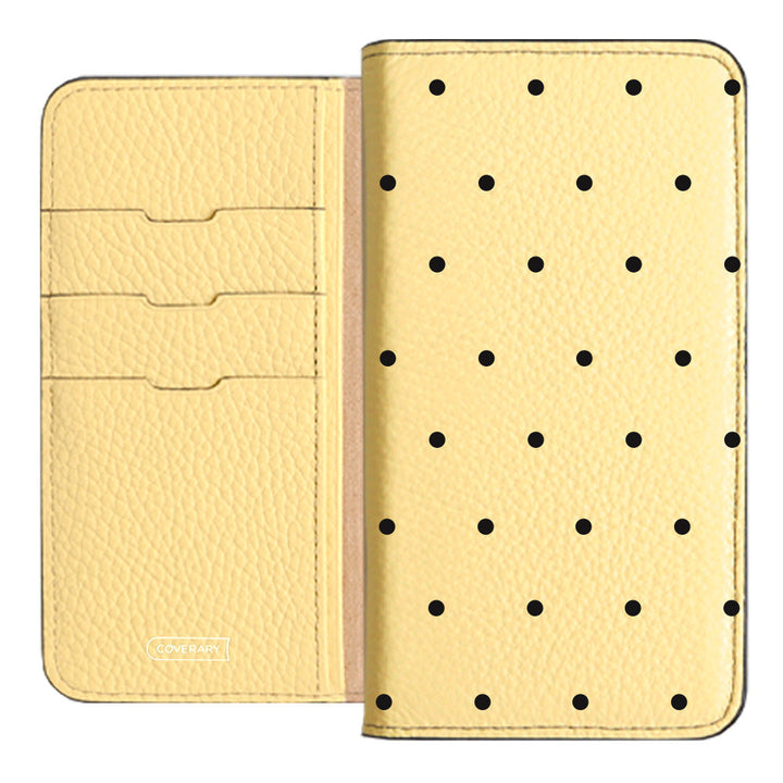 Étui portefeuille en cuir véritable italien grainé à pois, 32 couleurs, pour la série Xperia