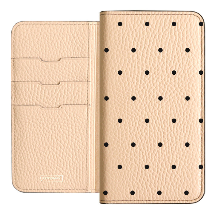 Genuine leather 32 colors Italian shrink leather dot pattern notebook-style case iPhone series