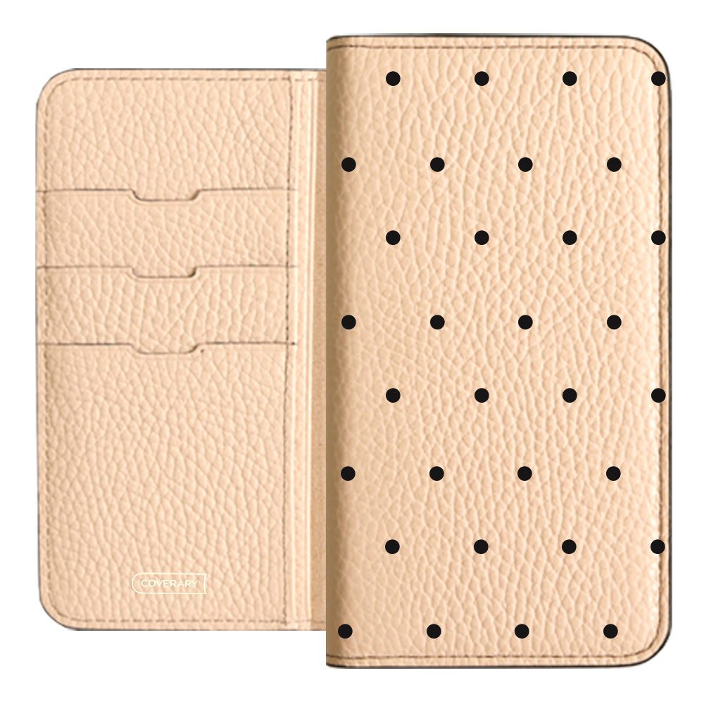 Étui portefeuille en cuir véritable italien grainé à pois, 32 couleurs, pour la série Xperia