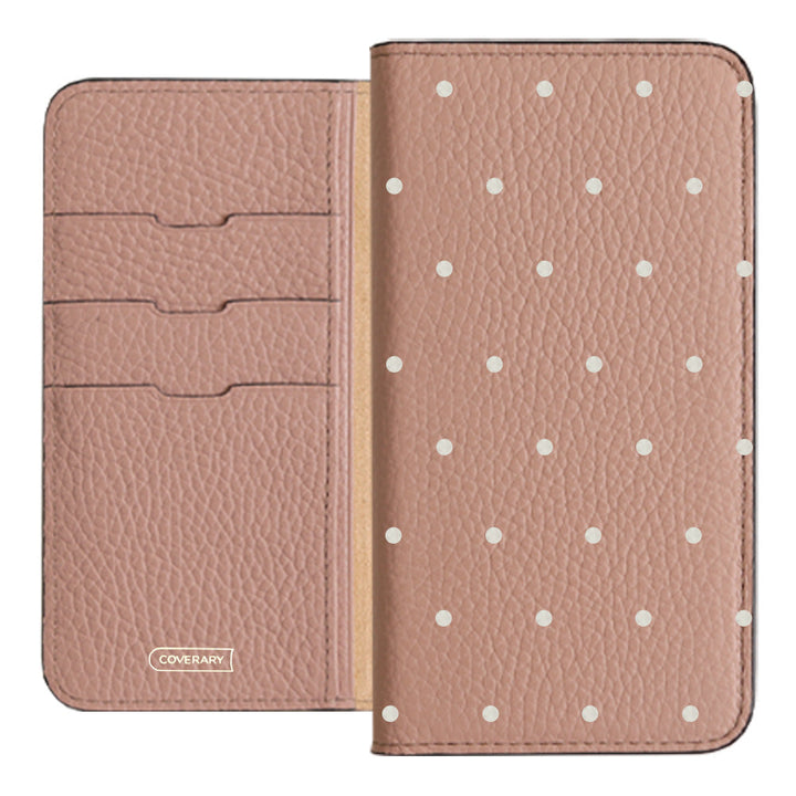 Genuine leather 32 colors Italian shrink leather dot pattern notebook-style case iPhone series