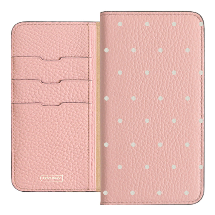 Genuine leather 32 colors Italian shrink leather dot pattern notebook-style case iPhone series