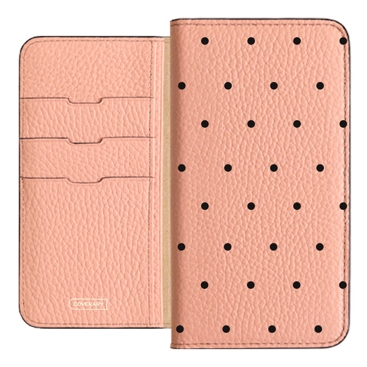 Genuine leather 32 colors Italian shrink leather dot pattern notebook-style case iPhone series
