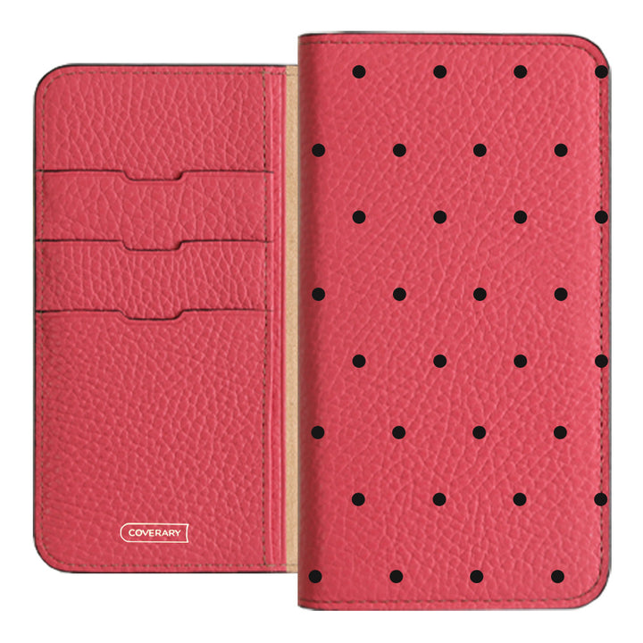 Genuine leather 32 colors Italian shrink leather dot pattern notebook-style case