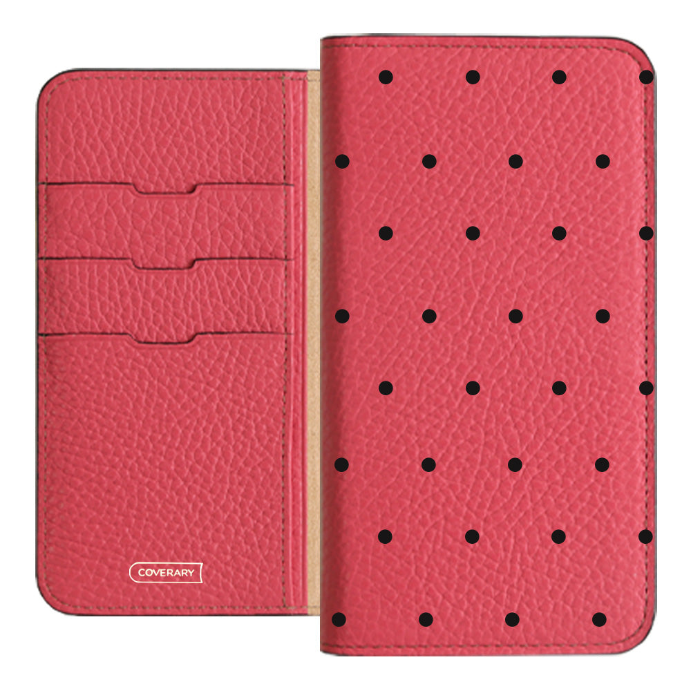 Genuine leather 32 colors Italian shrink leather dot pattern notebook-style case iPhone series