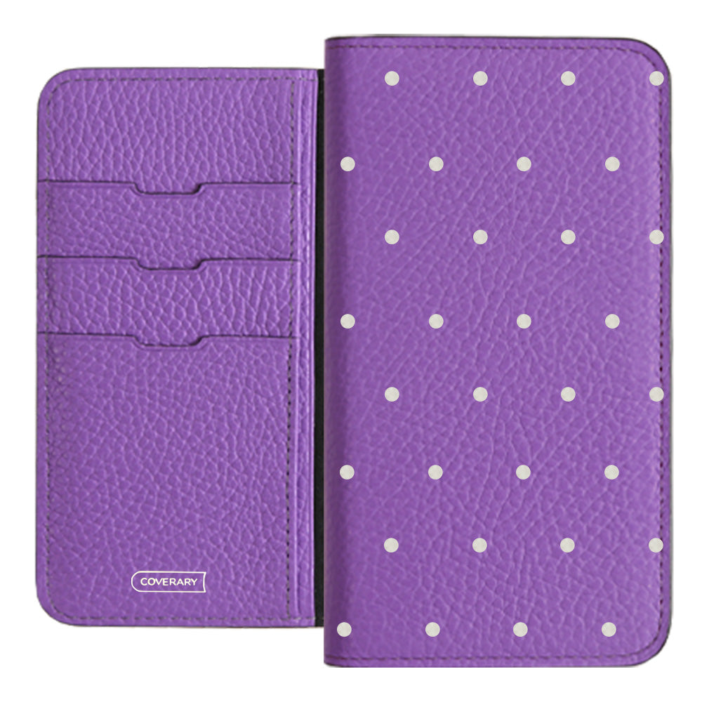 Genuine leather 32 colors Italian shrink leather dot pattern notebook-style case iPhone series