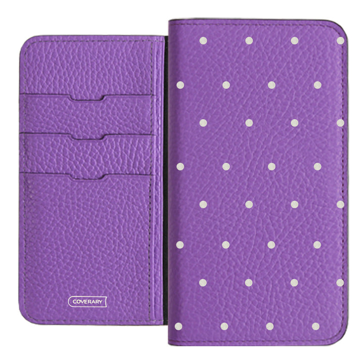 Genuine leather 32 colors Italian shrink leather dot pattern notebook-style case iPhone series