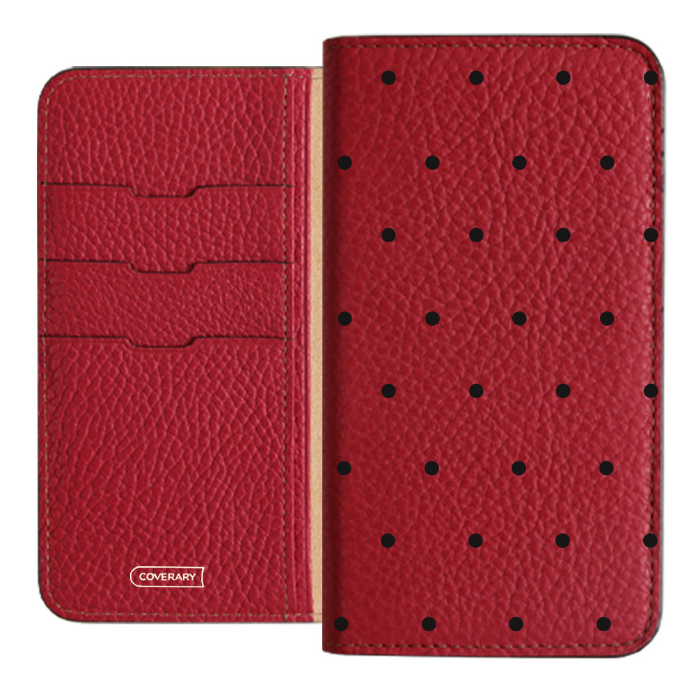 Genuine leather 32 colors Italian shrink leather dot pattern notebook-style case