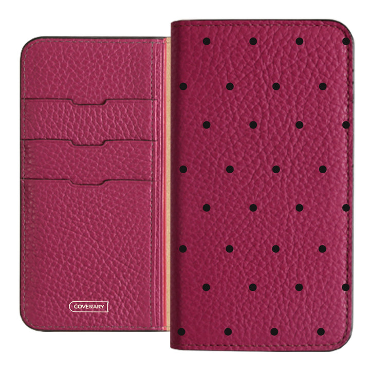 Genuine leather 32 colors Italian shrink leather dot pattern notebook-style case