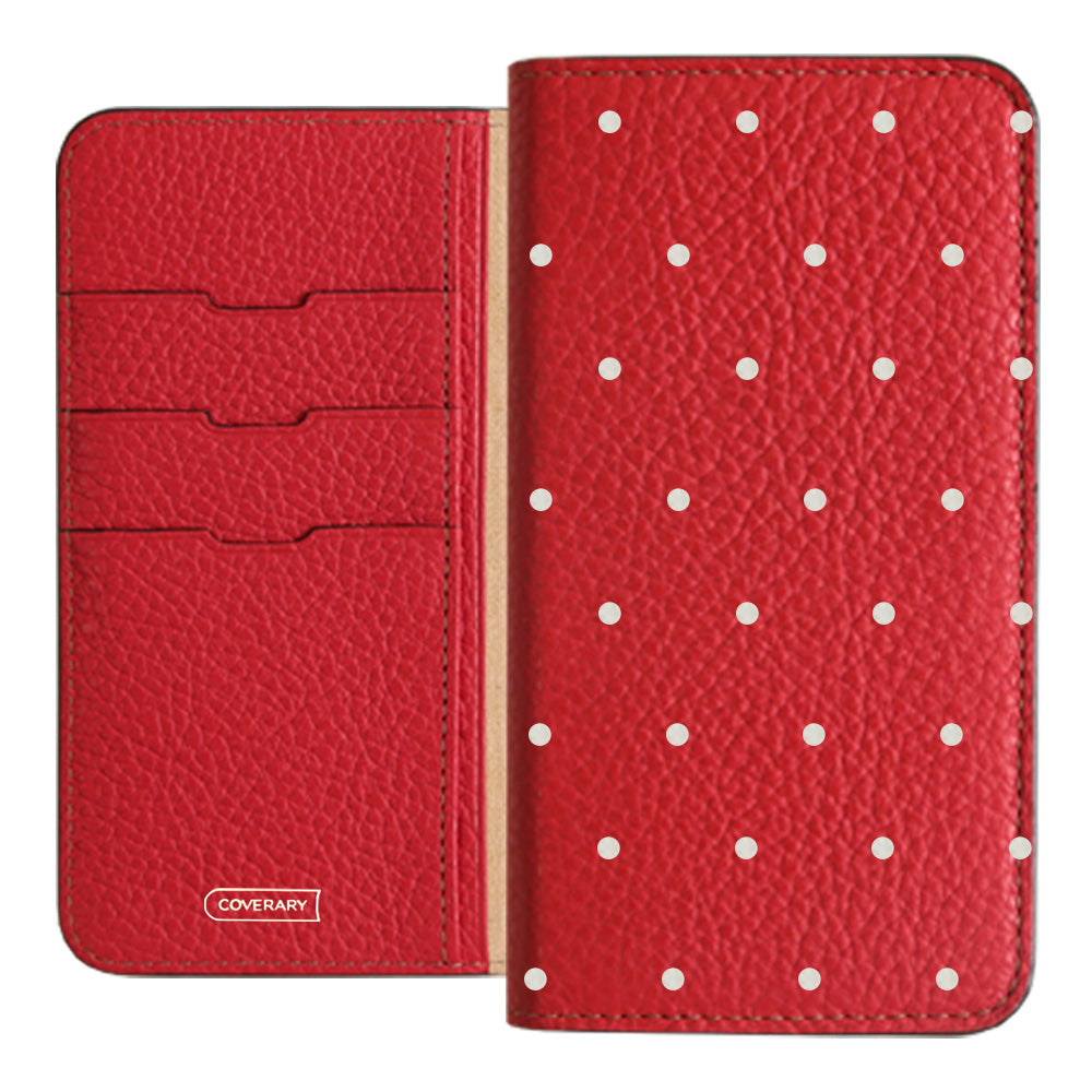 Genuine leather 32 colors Italian shrink leather dot pattern notebook-style case iPhone series