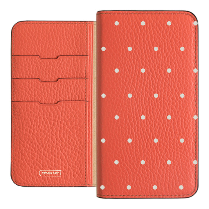 Genuine leather 32 colors Italian shrink leather dot pattern notebook-style case