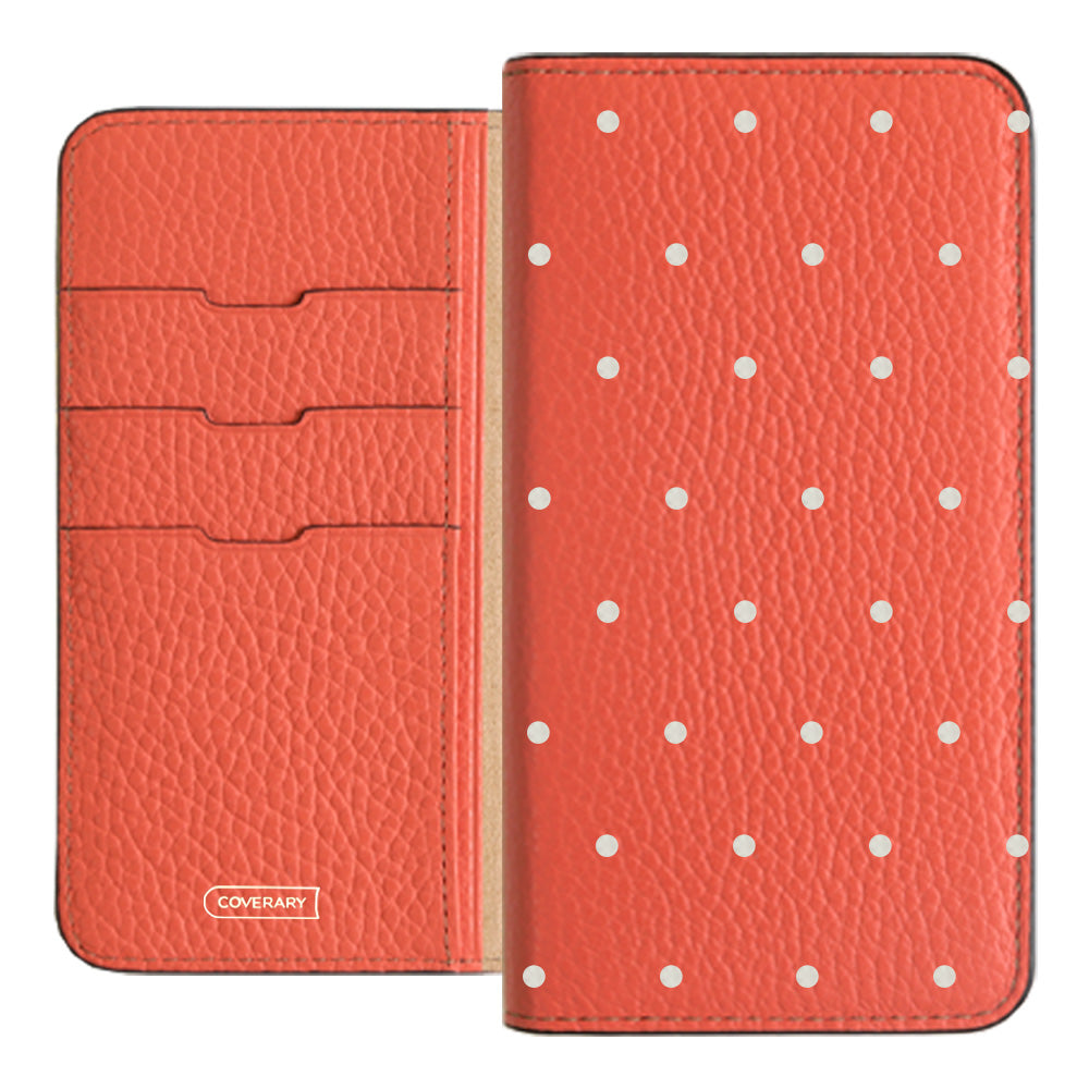 Genuine leather 32 colors Italian shrink leather dot pattern notebook-style case iPhone series
