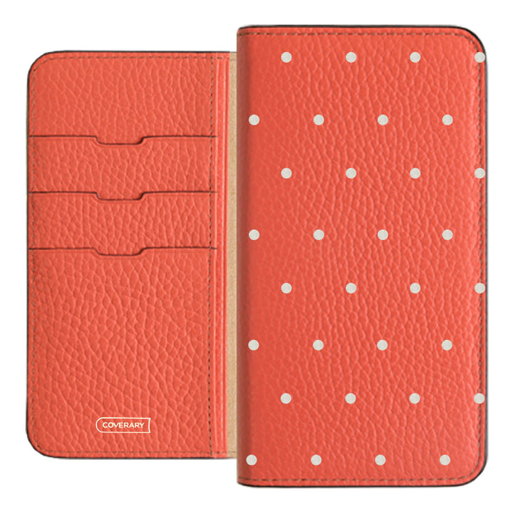 Genuine leather 32 colors Italian shrink leather dot pattern notebook-style case iPhone series