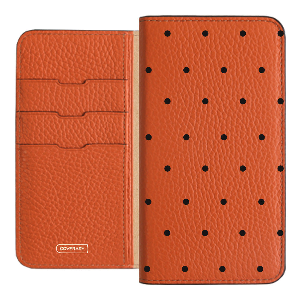 Genuine leather 32 colors Italian shrink leather dot pattern notebook-style case