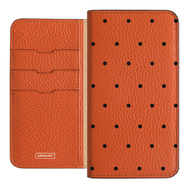 Genuine leather 32 colors Italian shrink leather dot pattern notebook-style case