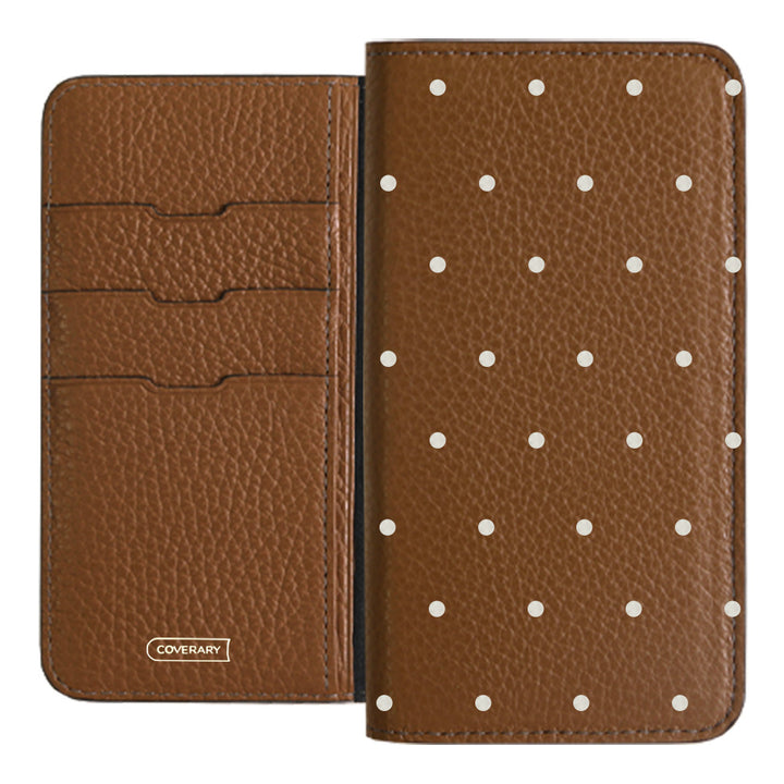 Genuine leather 32 colors Italian shrink leather dot pattern notebook-style case
